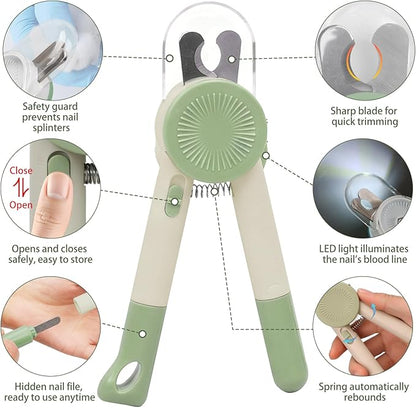 LED Light Pet Nail Clipper, Safe Quick Sensor Trimmer with Bloodline Detection, Sharp Blades for Dogs and Cats