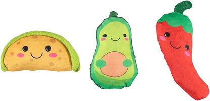Cudlie 3 Pack Plush Dog Chew Toys – Soft Squeaky Puppy Toys for Small Dogs– 4" Durable, Cute & Safe Pet Toy Gift Set (Food, Fruit, Farm, Zoo & Safari Animal Themes)