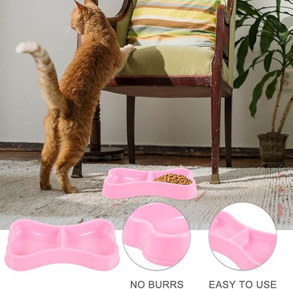 Pet Bowl Cat Water Bowls Dog Food Container Practical Dog Bowl Food Holder Feeding Bowls Double Puppy Feeder Small and Medium s The Plastic