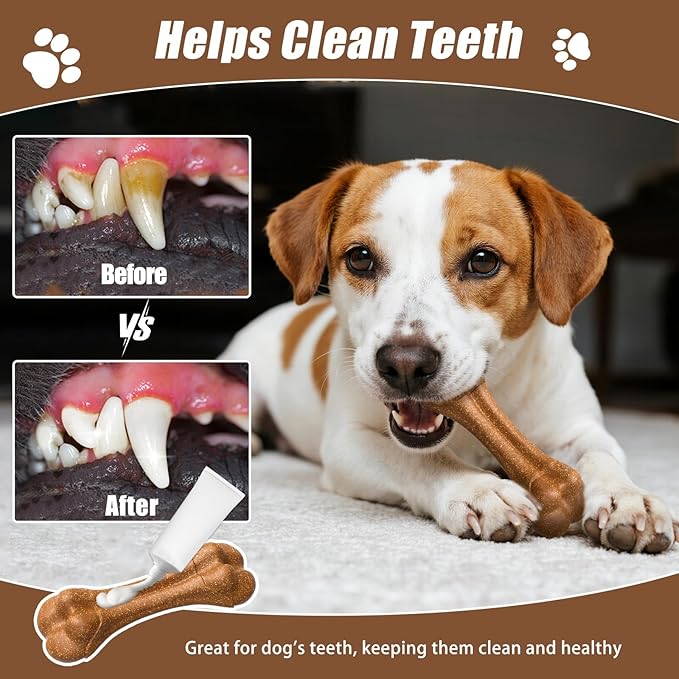SCHITEC Dog Bone Chew Toys for Small Dogs & Puppies, Beef Flavor Teething Toy, Durable Dog Toys for Aggressive Chewers, Teeth Cleaning, 5Pcs