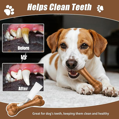 SCHITEC Dog Bone Chew Toys for Small Dogs & Puppies, Beef Flavor Teething Toy, Durable Dog Toys for Aggressive Chewers, Teeth Cleaning, 5Pcs