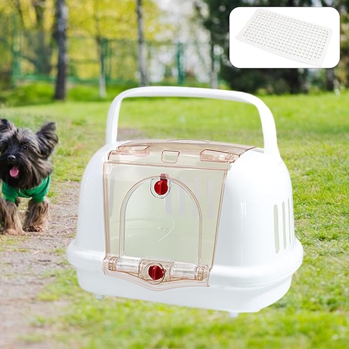 Dog Crate Pet Carrier Lightweight Pet Supplies Sturdy Portable Breathable Kennel Cat Carrier for Dog Kitten Walking Camping, White
