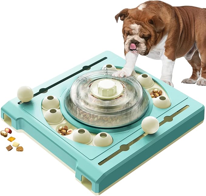 KADTC 2 Levels of Challenge Dog Puzzle Feeder Toy U.S. Brand - Design Spin-to-Release Treat Food Dispenser for Small Medium Large Dogs Boredom Buster Mental Stimulation Enrichment Slow Feeding Toys