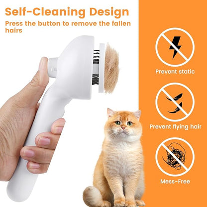 Pet Steam Brush for Indoor Cats & Dogs, Self Cleaning Cat Brush for Shedding & Grooming Supplies, Anti-Static & Anti-Flying Hair Water Mist Spray Hair Removal Comb for Long & Short Haired Animals