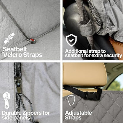 Formosa Covers Deluxe Dog Car Seat Hammock Quilted Cover with Non-Slip Backing Best for Cars Trucks and SUVs Make Travel with Your Pet Always an Option - 56" W x 60" L, Grey
