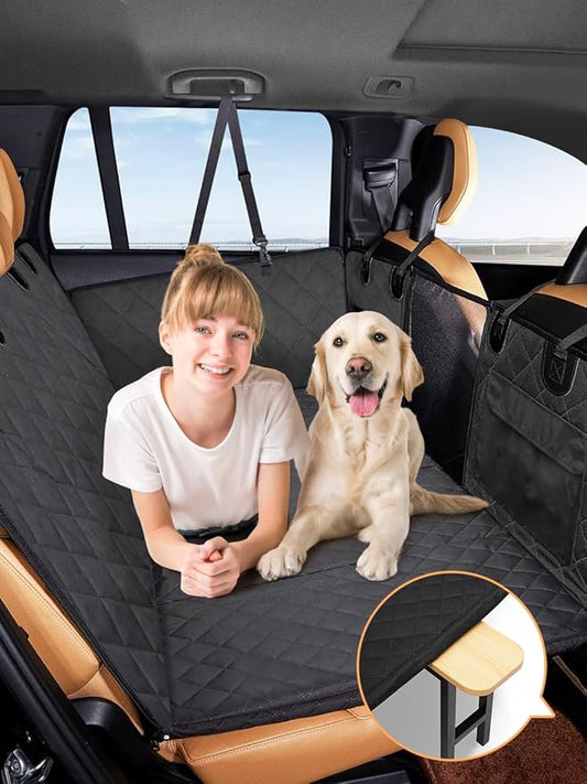 Turosur Dog Car Seat Cover for Back Seat with Hard Bottom Removable Stand Waterproof Dog Hammock for Car Travel Bed Pet Backseat Extender Protector for SUV Small Truck Holds 700 lbs