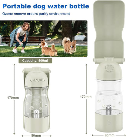 Portable Dog Water Bottle Active Oxygen Puppy Water Bowl & Dispenser for Travel, Improves Taste and Boosts Immunity for Pet Health Care Water Bottle (A-013B-white)