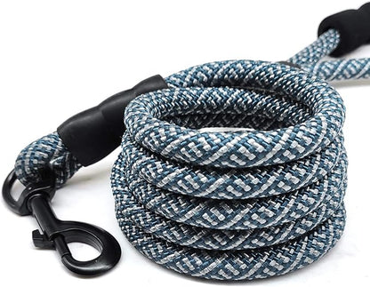 MayPaw Heavy Duty Rope Dog Leash, 3/4/5/6/7/8/10/12/15 FT Nylon Pet Leash, Soft Padded Handle Thick Lead Leashes for Large Medium Dogs (Navy, 1/2" * 10')