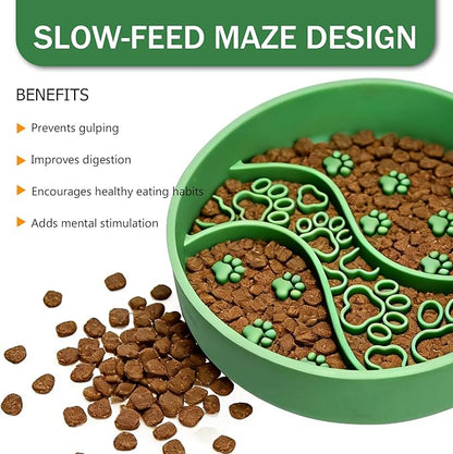Silicone Slow Feeder Cat Bowl for Small Dogs, Strong Suction Cup Anti-Tip Anti-Choking Chew-Resistant Pet Feeding Bowls