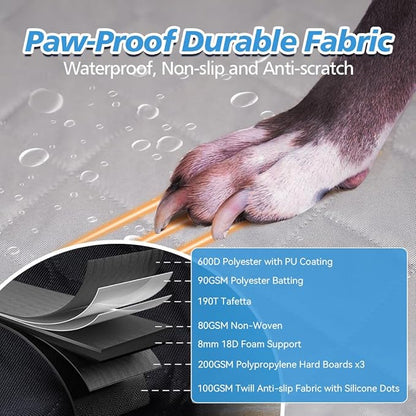 Truck Dog Seat Cover Back Seat,Truck Back Seat Extender for Dogs with Escape-Proof Dog Car Barrier,Upgrated Firm FrameDog Car Seat Cover Hard Bottom Holds400lbs,Waterproof Rear Seat Protector
