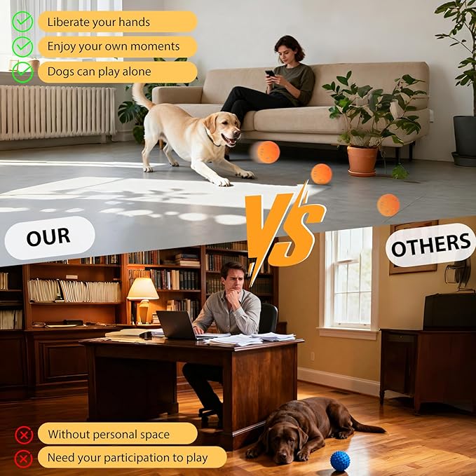 Interactive Dog Ball Toy, Automatic Motion Activated Smart Rolling & Bouncing Ball, USB Rechargeable Durable E-TPU Material Pet Toy for Small Medium Large Dogs, Boredom Relief & Exercise -- Orange