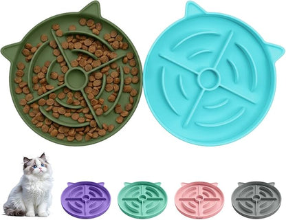2 Pcs Silicone Slow Feeder Cat Bowl, Cat Slow Feeder for Food Training, Interactive Puzzle Bowls for Puppy, Kitten Dishes to Prevent Overeating, Treat Toys Suitable for Dry and Wet Food