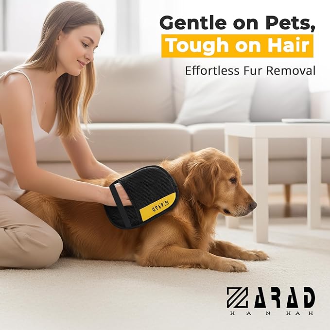 ZARAD 1 PCS Pet Hair Removal Glove for Dogs & Cats – Electrostatic Reusable Dog & Cat Hair Remover Glove | 2-in-1 Pet Grooming Glove & Fur Remover for Furniture, Couch, Car, Carpet, Laundry & Clothes