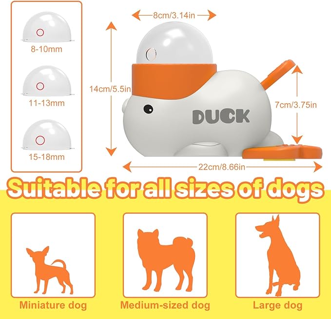 Interactive Dog Treat Dispenser Toy & Slow Feeder Dog Bowls - Duck-Shaped Puzzle Toy for Mental Stimulation, Adjustable Food Outlet for Small to Medium Cats and Dogs