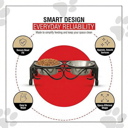 Loving Pets Elevated Dog Bowls – Raised Stainless Steel Dog Bowls with Steel Stand – Non-Skid, No Spill Feeder for Small, Medium & Large Dogs – Easy to Clean, Durable Raised Dog Feeding Station