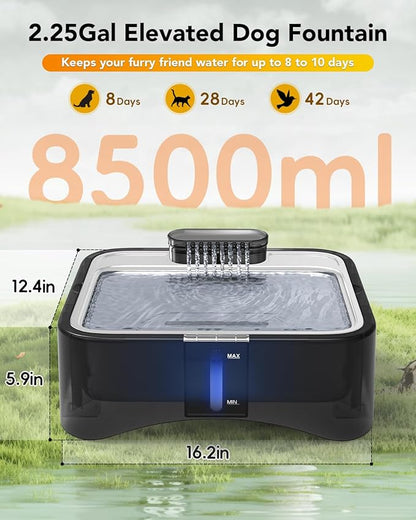 UPSKY 2.25Gal Elevated Dog Water Fountain Filters - 10 Replacement Filters, 6 Pre-Filter Sponges & 1 Cleaning Brush