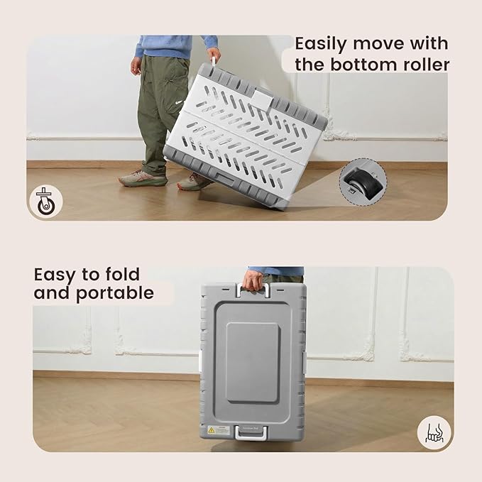 Collapsible Dog Crate for Large/Medium Dogs - 36" L Foldable Dog Cage No-Tool Assembly, Travel Dog Crate with 2 Wheels - Easy to Carry, Space-Saving, Indoor Outdoor Use
