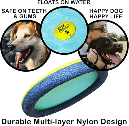 Funsparks Easy Disk Dog Flying Disc - Interactive Dog Fetch Toy - Durable and Easy on The Teeth - Simple to Toss – Lightweight Puppy Toy - Floats on Water