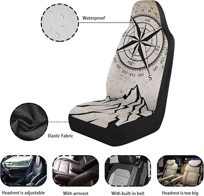 Car Seat Covers Set of 2 Waterproof Front Seat Covers Stretch Polyester Fabric Cover Breathable Front Seat Cover Universal Fit for Auto Truck Van SUV