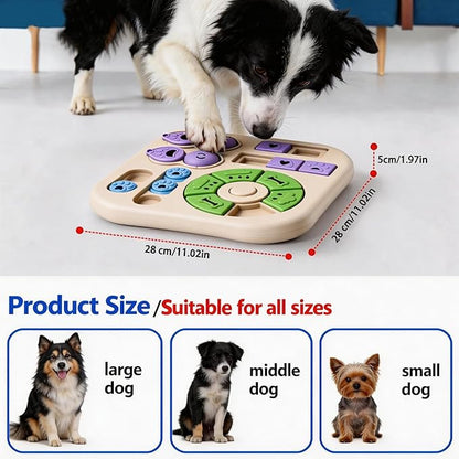 Dog Puzzle Toys, 4-in-1 Interactive Dog Toys for Boredom, Treat Dispensing Slow Feeder for Mental Stimulation, Enrichment Toy for Smart & Beginner Dogs, Khaki