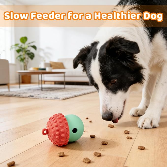 Dog Treat Toys for Puppy, Silicone Dog Toy Treat Dispenser Slow Feeder, Dog Interactive Toys for Boredom, Dog Enrichment Toys to Keep Them Busy, Interactive Dog Toy 1 Pack (Red&Green)