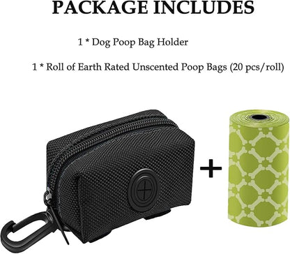 Pet Dog Waste Bag Dispenser Fits Any Leash Poop Bag Holder with 1 Free Roll of Bags