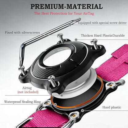 Xqpetlihai Upgraded AirTag Dog Collar Waterproof Tactical Dog Collar with AirTag Holder Heavy Duty Dog Collars for Large Dogs (Rose Red，L