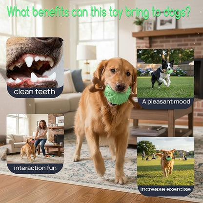 Dog Toys,Hybrid Dog Chew Toy for Aggressive Chewers, 2-in-1 Durable Wood-Plastic Bone & TPR Spike Ball, Natural Wood Scent, Integrated Safe Design for 20-100 lbs Medium Large Breeds