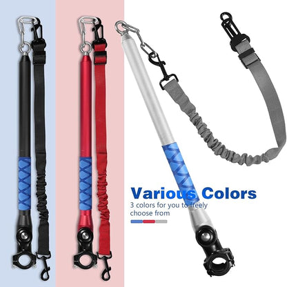 Bicycle Dog Leash for Riding, Hands Free 150° Rotating Built-in Shock Absorber Bike Retractable Leashes for Cycling, Elastic Nylon Adjusted Car Holder Seat Belt Rope (Silver)