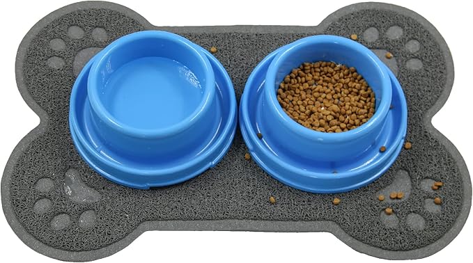Petlike Pet Feeding Mat for Large Dogs and Cats, Non-Slip and Waterproof Large Dog Bowl Mat for Food and Water, Easy to Clean(Exclude Bowl…