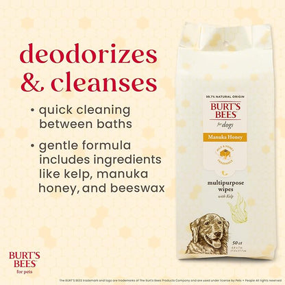 Burt’s Bees Manuka Honey Multipurpose Wipes with Kelp, 50 Count