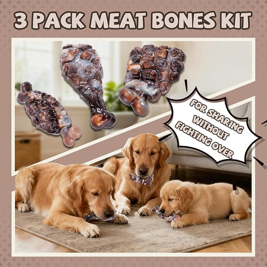 Indestructible Dog Toys for Aggressive Chewers 3 Pack, Tough Dog Chew Toys for Aggressive Chewers Medium and Large Breeds, Durable Dog Toy to Keep Them Busy, Bacon Flavored