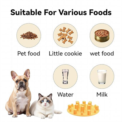 Slow Feeder Insert for Cat Dog Bowls, Anti-Choking Silicone with Strong Suction Cups, Fits Most Cat Bowls, Ideal for Puppy Small Medium Breeds (Green)