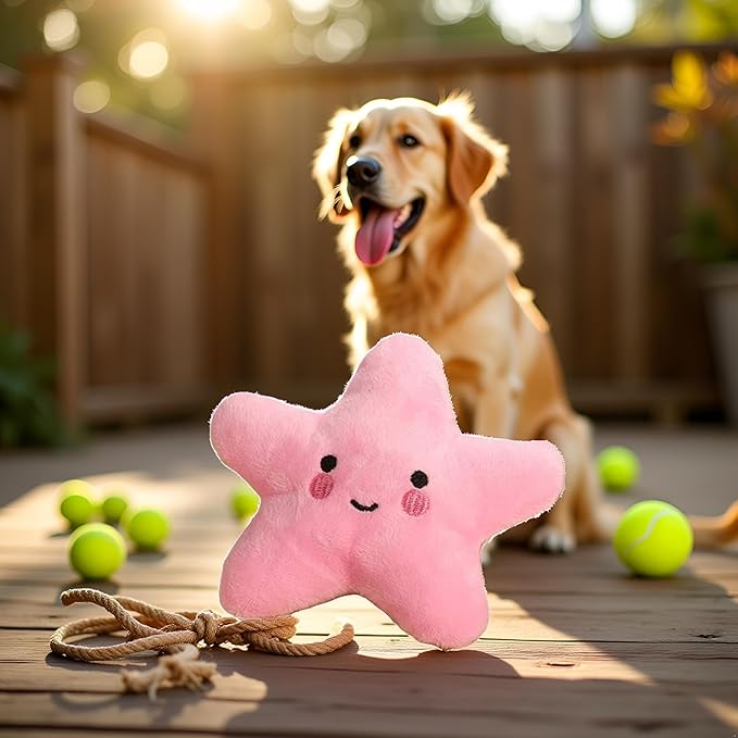 Pink Starfish Squeaky Dog Toy, Soft Plush Vocal Dog Plaything Pets Supplies Teddy Bichon, Squeaky Toys/Chew Toys for Medium Large Breed