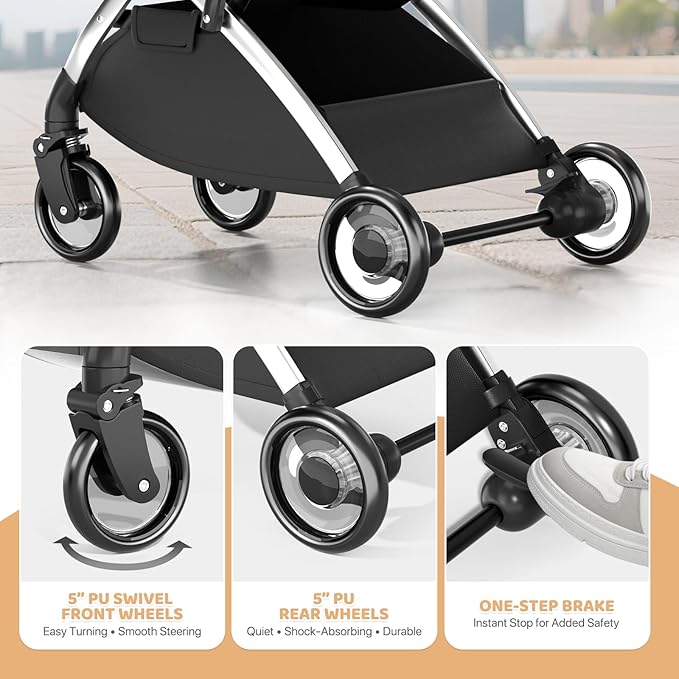 Magshion Dog Stroller with Detachable Carrier, Clear PC Dome Pet Stroller for Small & Medium Dogs & Cats up to 33 lbs, Lightweight Foldable Pet Cart, PU Wheels, Storage Basket & Cup Holder