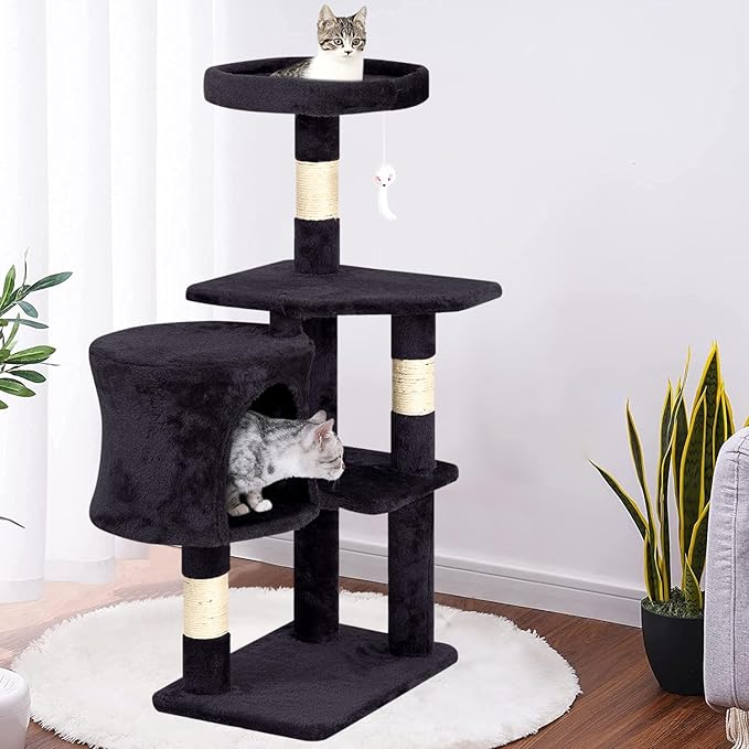BestPet | 36" Cat Tree Tower | Dark Gray | Sturdy Multi-Level Cat Tree with Plush Condo, Cozy Perch, Sisal Scratching Posts, Hanging Toy and Stable Frame | Easy Assembly | for Kittens & Adult Cats