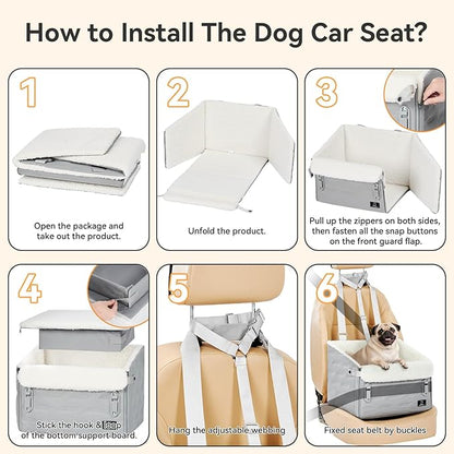 Dog Car Seat for Small Dogs – Patented Safety Buckle, Booster Seat with Safety Leash, Travel Car Seats for Dogs Up to 35 lbs – Secure, Comfortable, Easy Install, Fits Cars/SUVs/Trucks