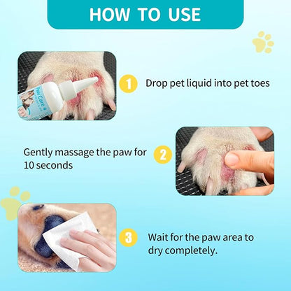 Dog Paw Cleaner, Paw Cleaner for Dogs, Dog Licking Paws Treatment,3.4oz Dog Paw Cleaning Solution, Dog Foot Cleaner, No Rinse Pet Toes Drops Safe Cat Cleanser Care for Cleaning Grooming