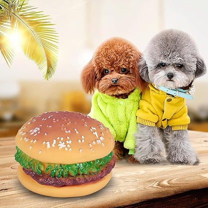 Dog Toys, Hamburger Shape Squeaky Chewing Toys Tooth Cleaning Dog Supplies, Training, Pet Supplies,Sofa Damage Prevention, Hamburger Pet Toys
