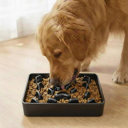 Ceramic Slow Feeder Dog Bowl, 1.8 Cup Fun Pet Food Dish for Small & Medium Breeds to Slow Down Eating, Anti-Gulping, Stop Bloat, Preventing Choking (Black)