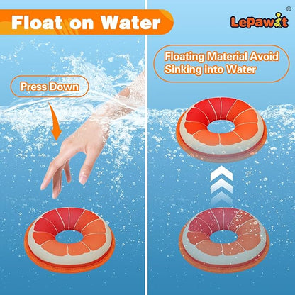 Squeaky Dog Toys, Floating Dog Toys for Indoor or Outward Play, Swim Ring Design Kiwifruit and Grapefruit Interactive Gifts for Small and Medium Dogs - 2pack