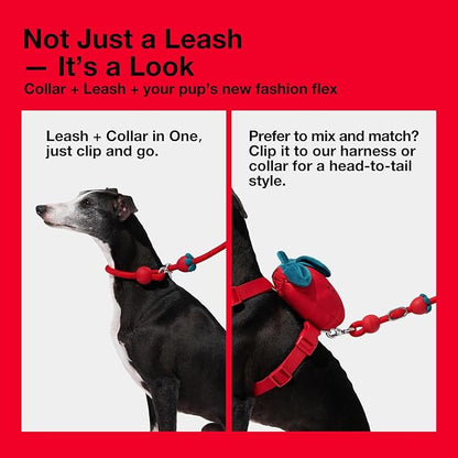 VETRESKA Hands-Free Dog Leash, 8FT Adjustable Rope Leash for Medium Large Dog, Waist/Crossbody Slip Lead Leashes for Walking, No Pull Leashes with Bag Dispenser, Clip, 3 in 1 Walk Kit (Strawberry)