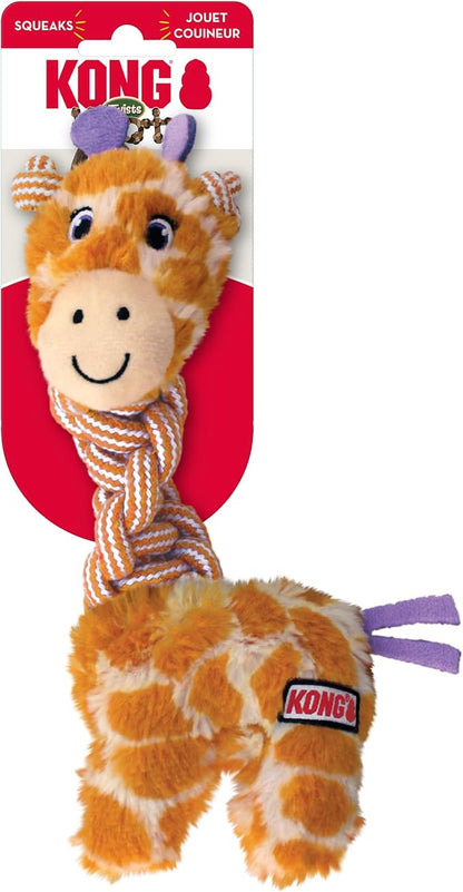 KONG Knots Twists Plush Dog Toy – Durable Rope & Plush for Tug and Toss – Internal Knotted Rope and Squeaker – Assorted Characters (Small/Medium)