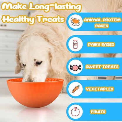 Patelai 4 Pcs Dog Enrichment Lick Bowls, Interactive Dog Slow Licking Feeder Bowl, Boredom Anxiety Eliminate, Mat Wobble Silicone Freeze Feeder for Pet Oral Health for Calming Toy, 4 Colors