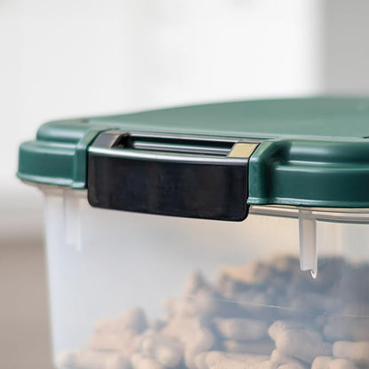 IRIS USA Remington Dog Food Storage Container, 30 lbs, 11 lbs, Airtight, Stackable, Wheels, Food Storage, Treat Box, 2-Cup Scoop