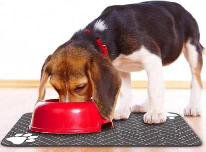 Dog Food Mats,Cat Absorbent Water Bowl Feeding Mats Pet Placemats for Food and Water Gray Wood Grain 17 * 30 inch