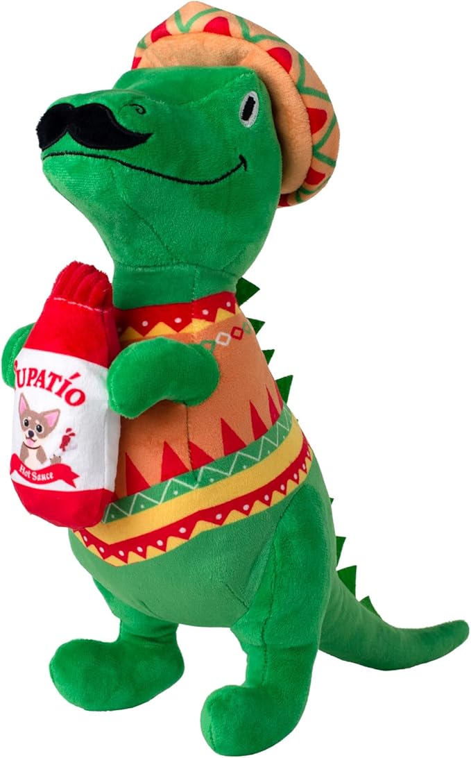 Fringe Studio Fiesta Saurus Plush Dog Toy, Pet Shop Collection (314338)