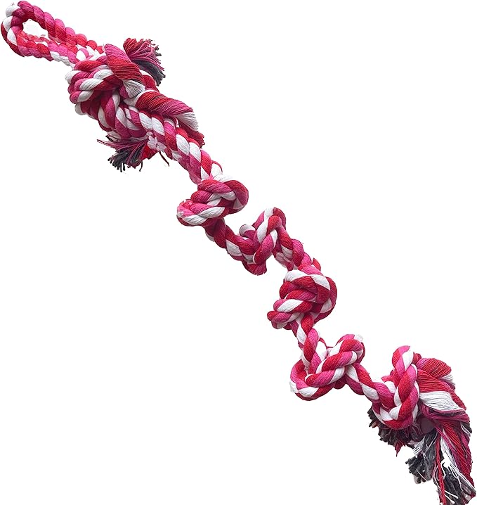 Jalousie Dog Flirt Pole Set Squeaky Toys Plush Toys Dog Teaser Wand and Refills - Upgraded Rope (Three Replacement Ropes Assorted Color, Three Replacement Ropes Assorted Color)
