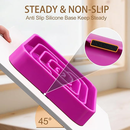 Slow Feeder Dog Bowls for Large Medium Dogs, Anti-Choking Slow Eating Maze Dog Food Bowl, Anti-Slip Slow Feeding Pet Puzzle Bowl,Purple