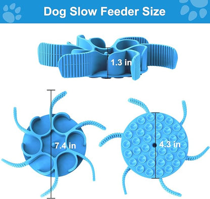 Dog Slow Feeder Bowls Silicone Spiral Pet Food Feeder Insert to Slow Down Eating for Large Medium Small Breed Dogs Perfect with Stainless Steel Glass Ceramic Pet Bowls (Blue)